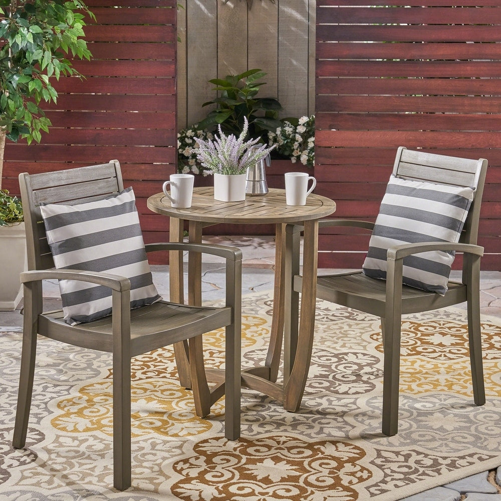 Waverley Outdoor 2-Seater Acacia Wood Bistro Set by Christopher Knight Home