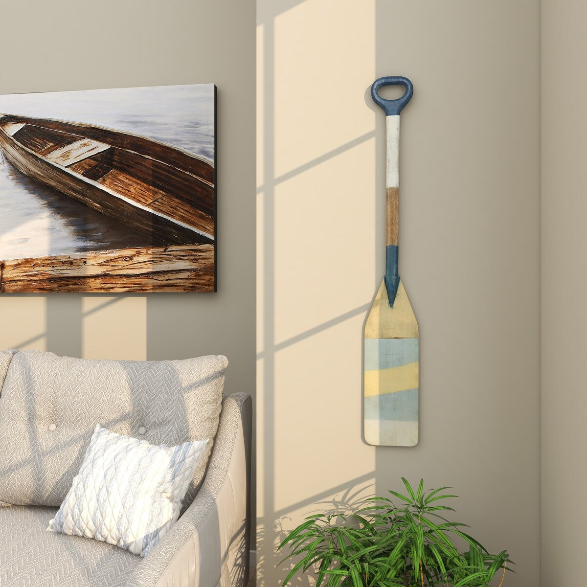 Wooden Paddle Novelty Canoe Oar Home Wall Decor with Arrow and Stripe Patterns - Multi Colored - Roche River Decor