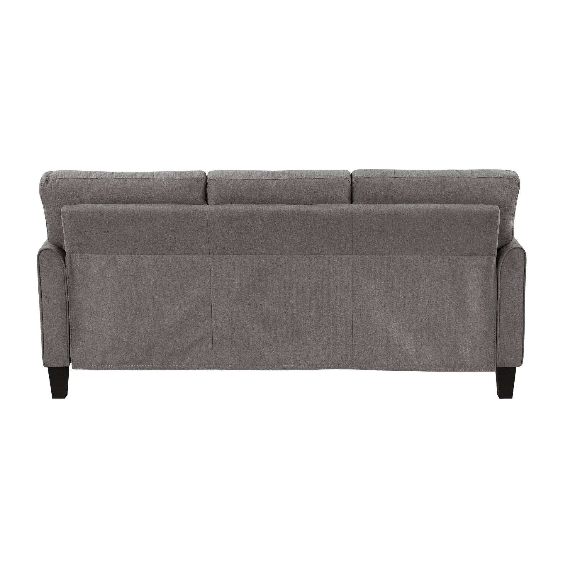 Xumo Sofa, Taupe Gray Fabric, 79 Inch, Black Tapered Wood Legs