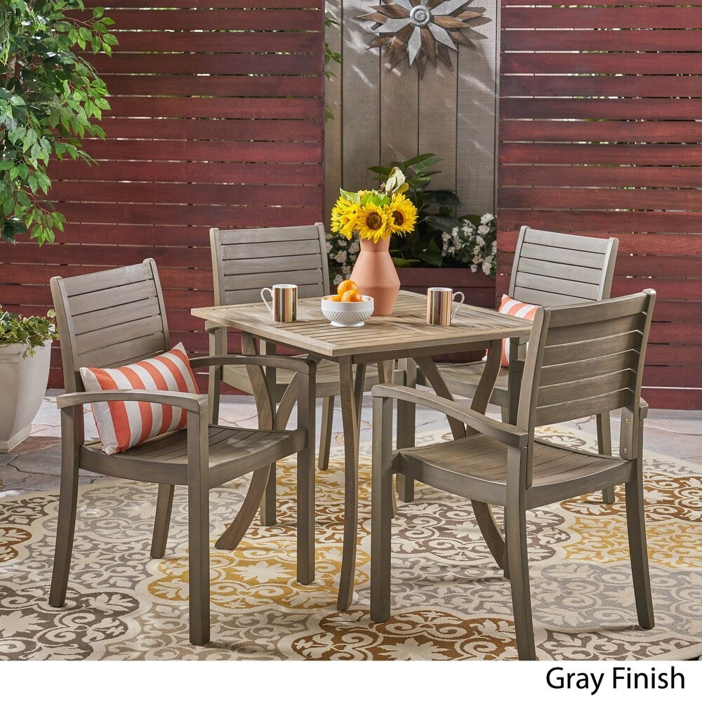 York Acacia Wood Outdoor 5-piece Square Dining Set by Christopher Knight Home