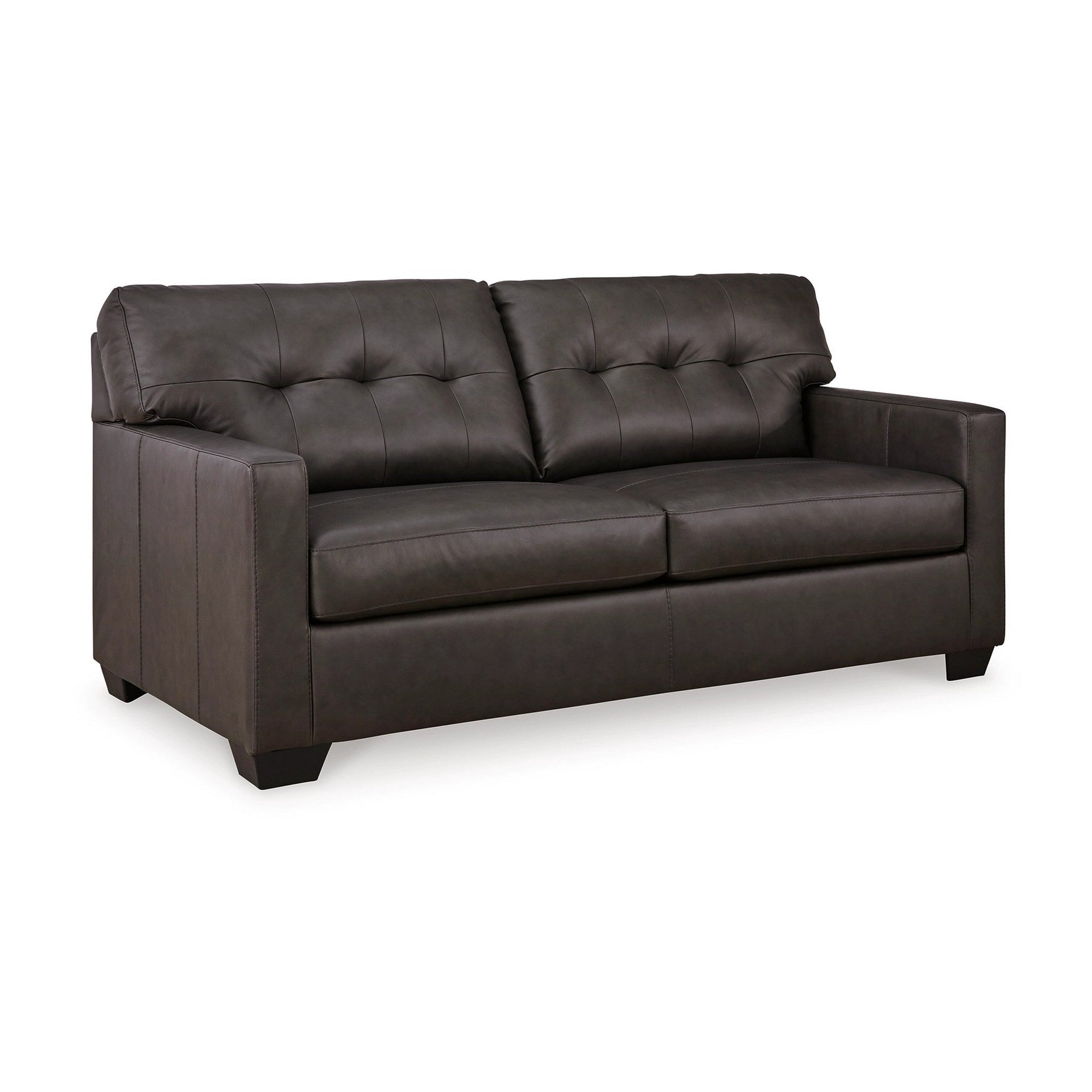 Zada Full Size Sofa Sleeper, Dark Brown Faux and Real Leather, 74 Inch