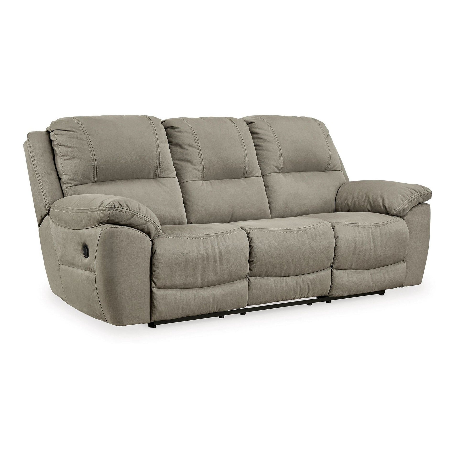 Zane Manual Recliner Sofa with Zero Wall, Gray Faux Suede 93 Inch
