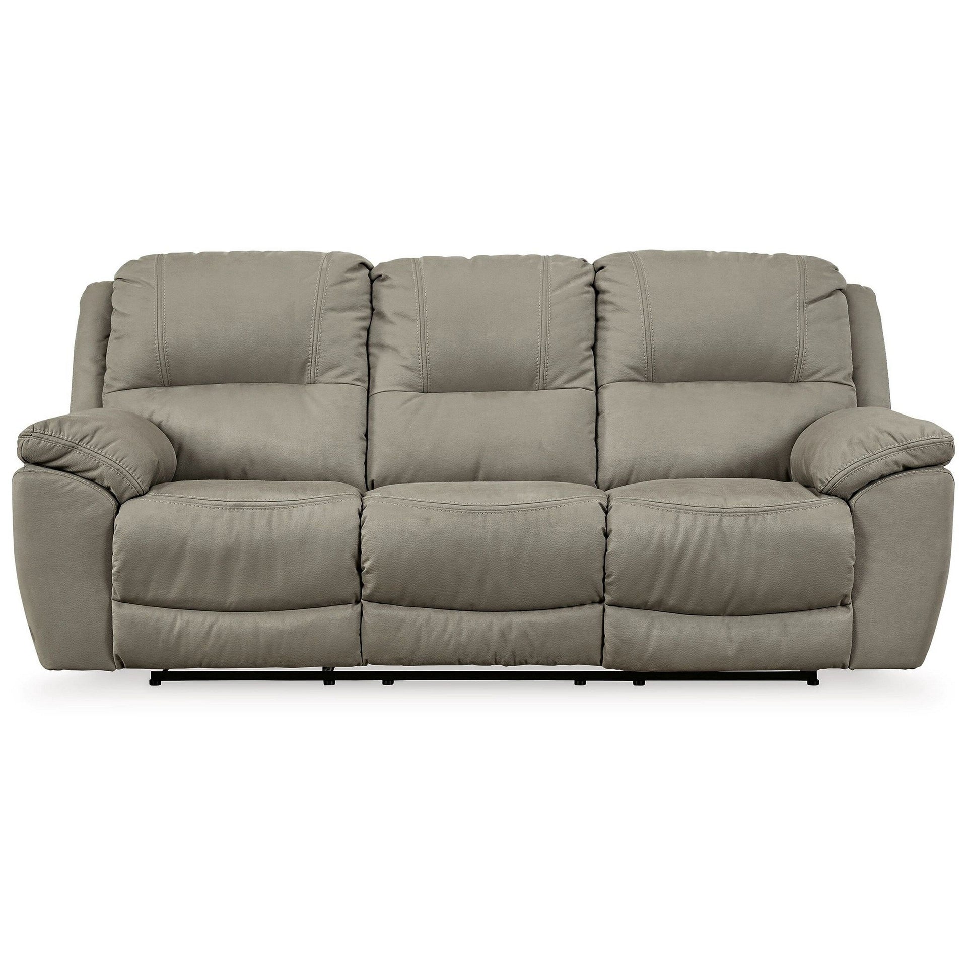 Zane Manual Recliner Sofa with Zero Wall, Gray Faux Suede 93 Inch