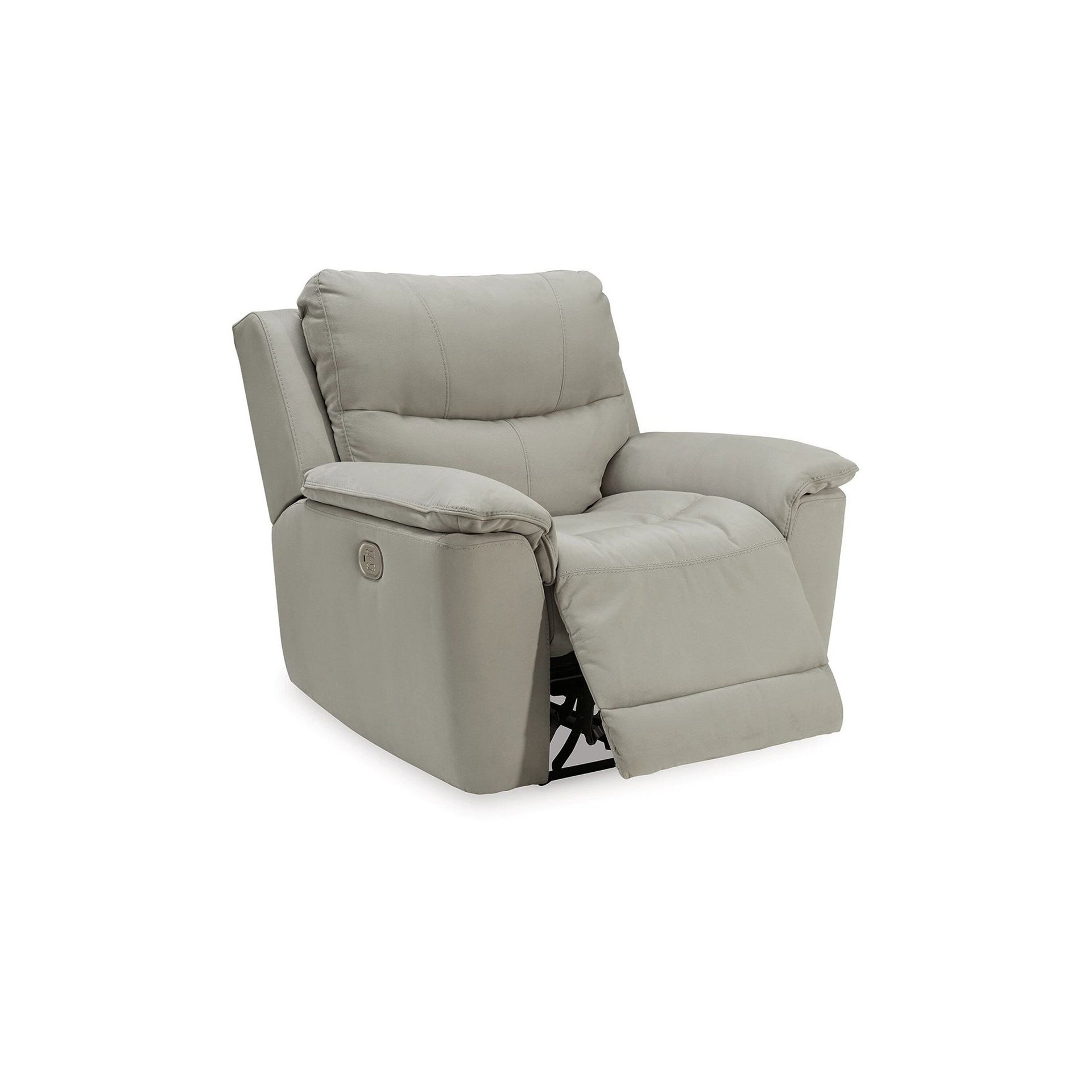 Zane Power Recliner Sofa Chair, Built-In USB Port, 91 Inch Gray Faux Suede