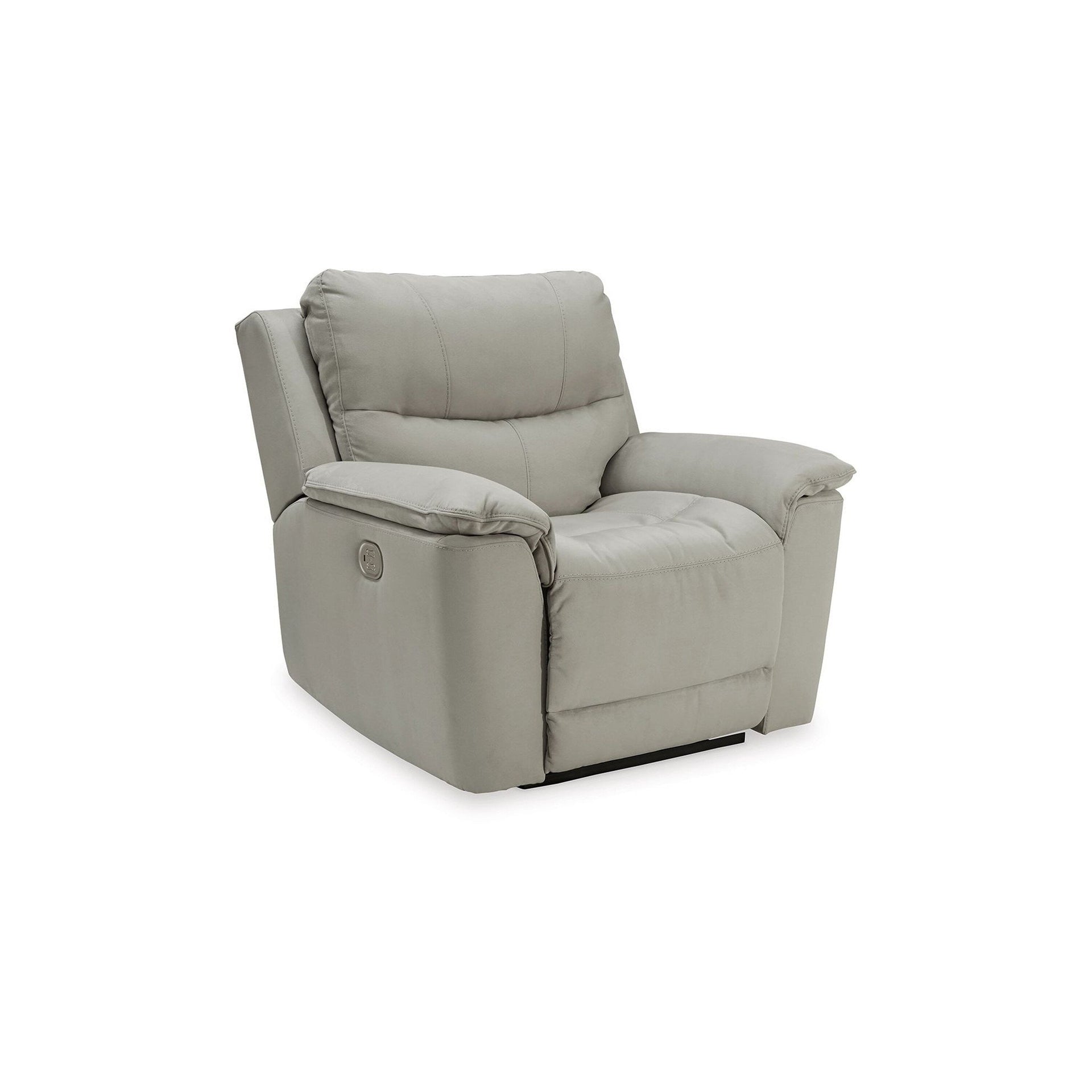 Zane Power Recliner Sofa Chair, Built-In USB Port, 91 Inch Gray Faux Suede
