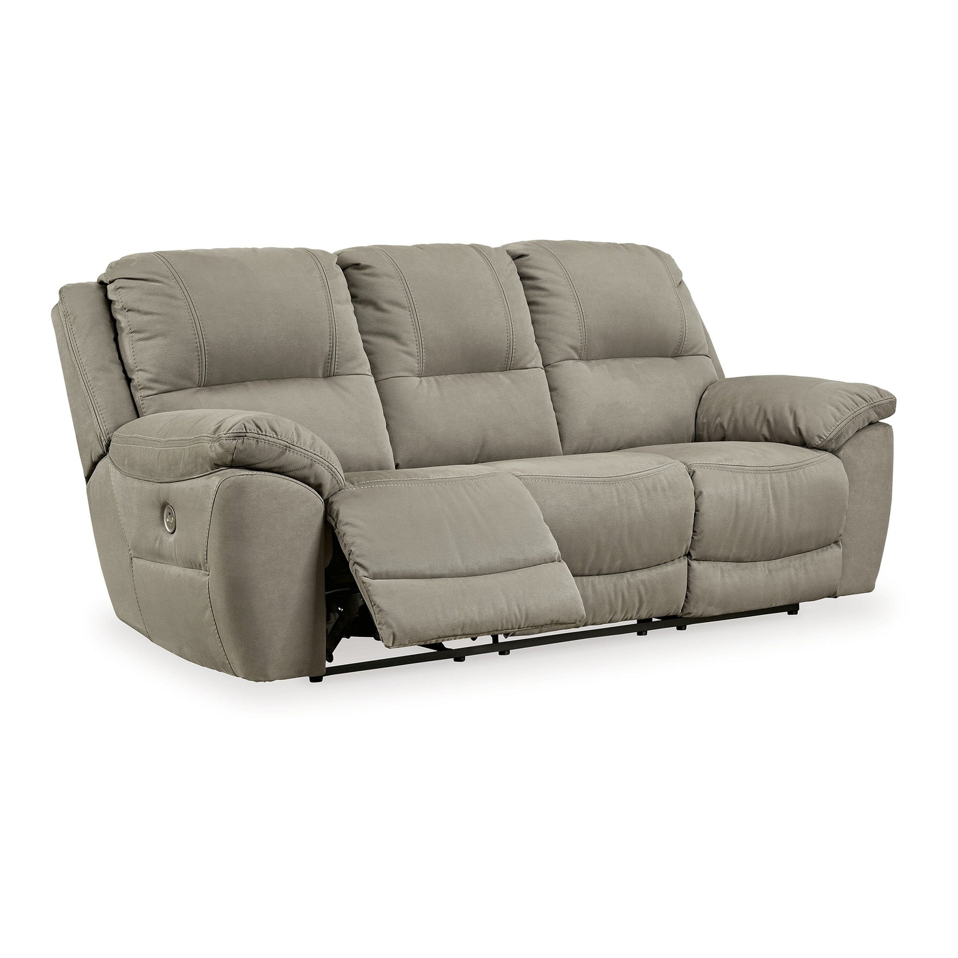 Zane Power Recliner Sofa, USB Charging Ports, Gray Faux Suede Suede