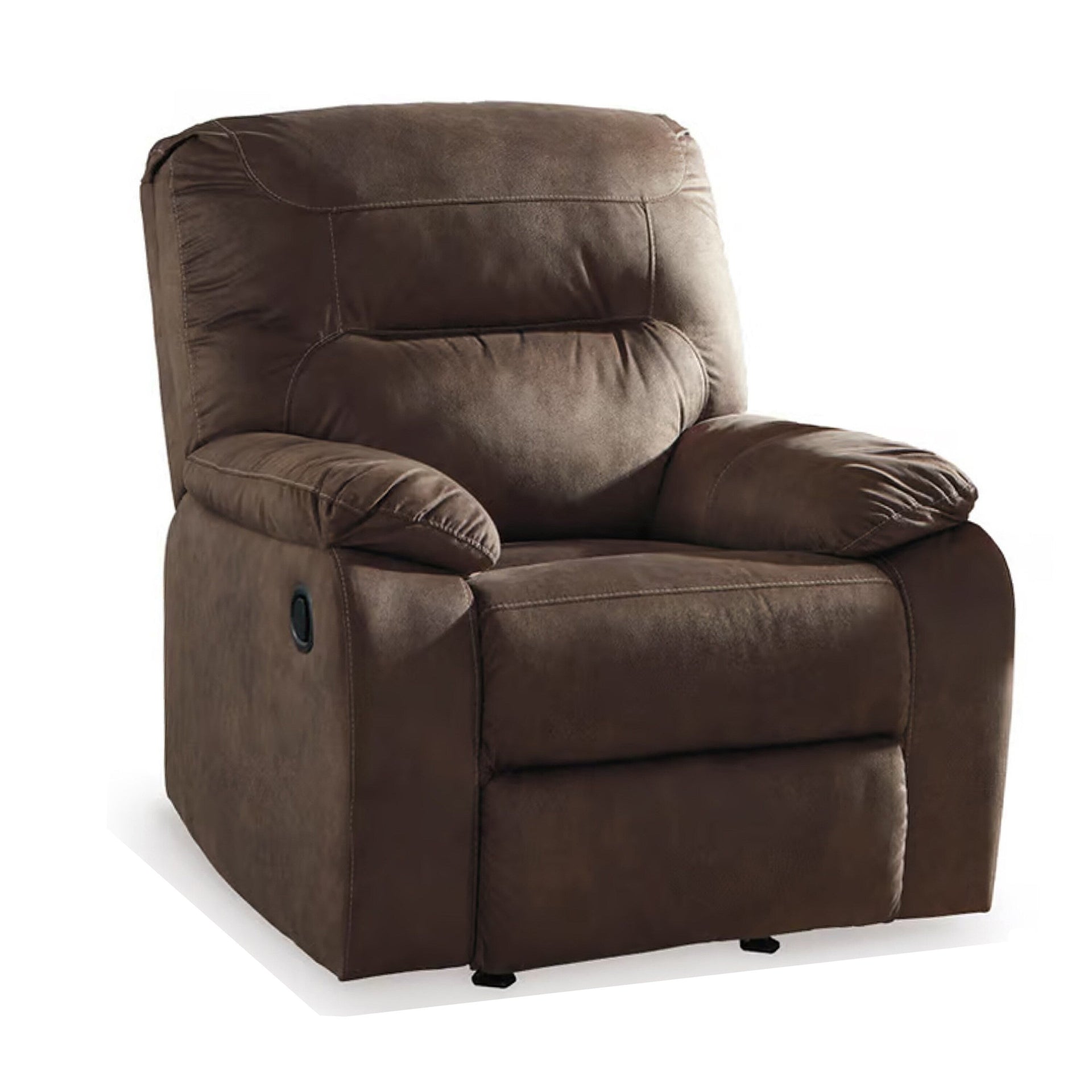 Zano Manual Rocker Recliner Chair, Pillowy Coffee Brown Faux Leather
