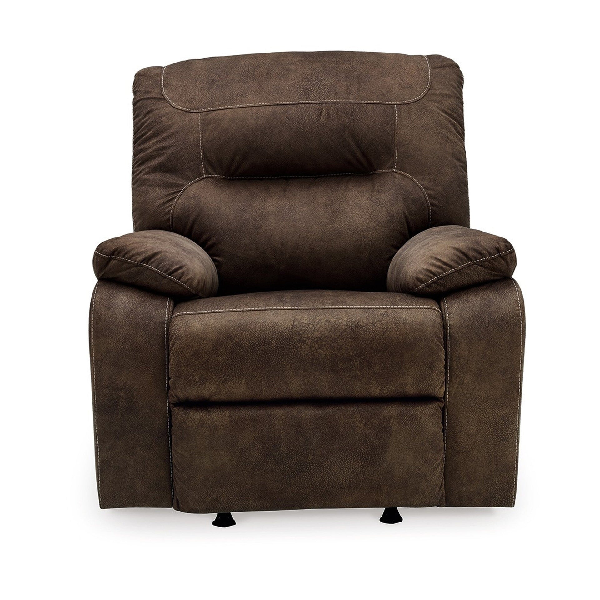 Zano Manual Rocker Recliner Chair, Pillowy Coffee Brown Faux Leather