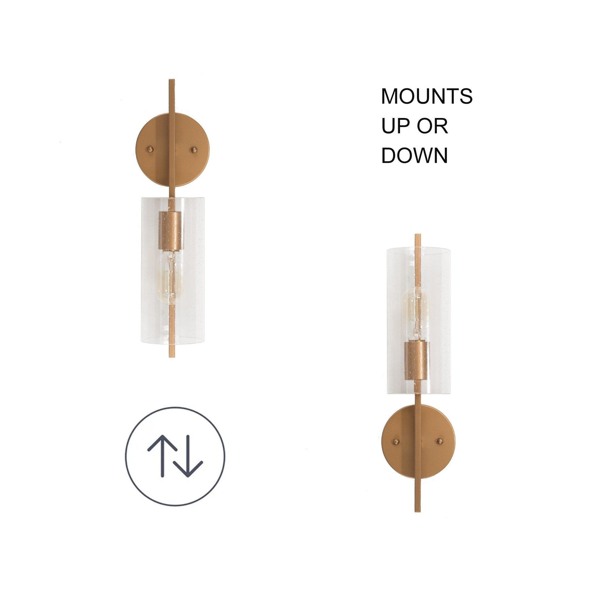 Zenith Modern Farmhouse Cylinder Seeded Glass Transitional Bathroom Wall Sconce