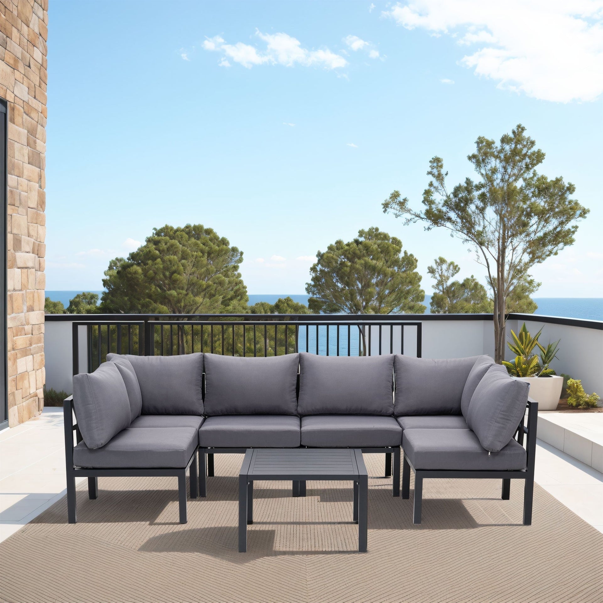 Zenova 5/7 Pcs Aluminum Patio furniture Set , Outdoor Sectional Sofa
